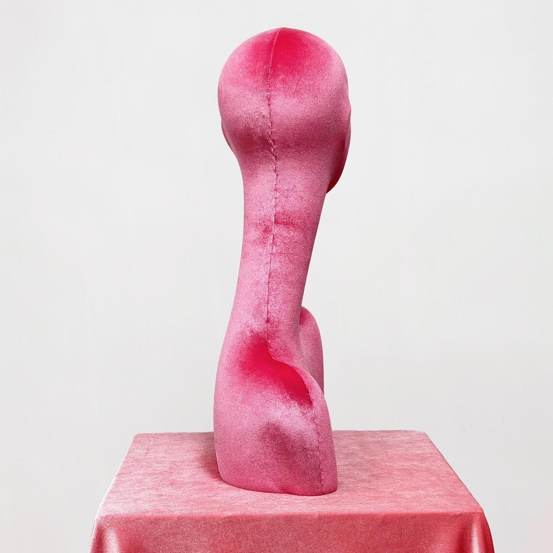 JELIMATE Rose Red Velvet Mannequin Head - Jewelry Display Stand with Pierced Ears