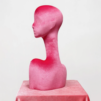 JELIMATE Rose Red Velvet Mannequin Head - Jewelry Display Stand with Pierced Ears
