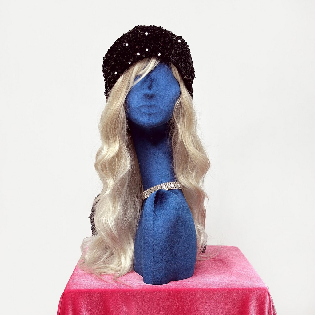 JELIMATE Rose Red Velvet Mannequin Head - Jewelry Display Stand with Pierced Ears