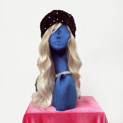 JELIMATE Rose Red Velvet Mannequin Head - Jewelry Display Stand with Pierced Ears