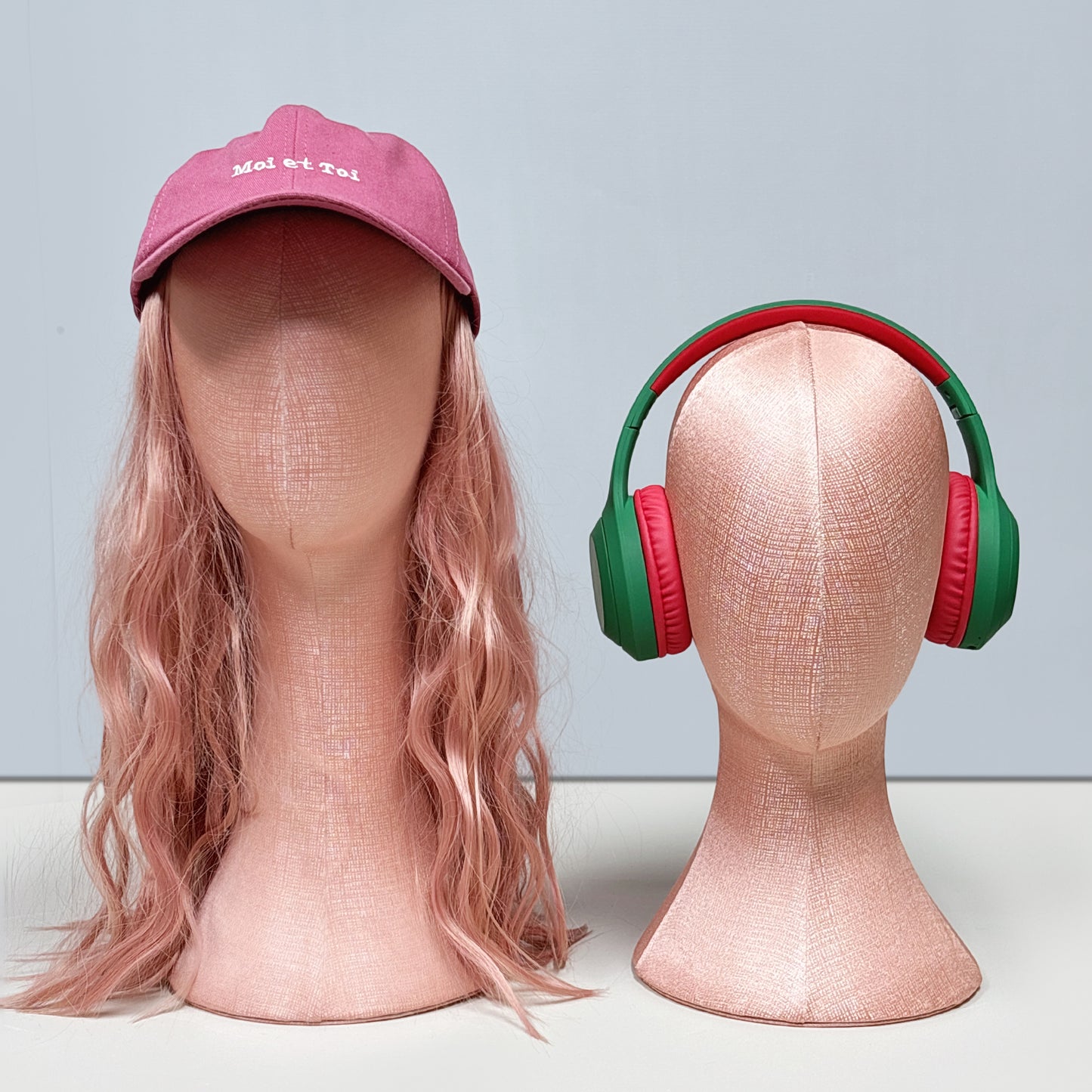 Pearl Pink Foam Mannequin Head - Needle-Insertable Display for Hats, Wigs & Jewelry