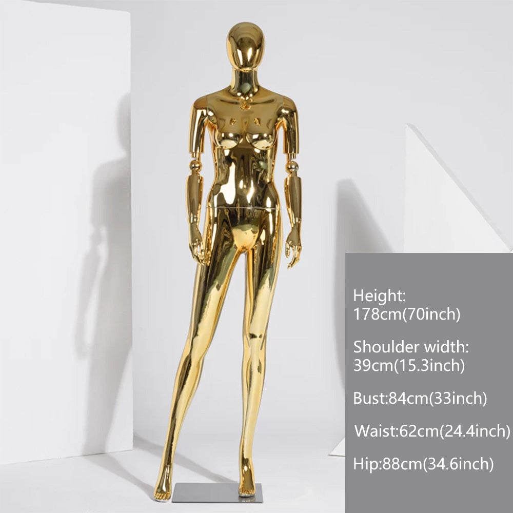 JELIMATE Electroplated Female Full Body Mannequin Window Display | Silver Gold Mirror