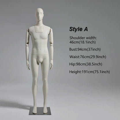 Premium Male Mannequin Full Body with Face - Standing & Seated Pose Retail Display for Boutique