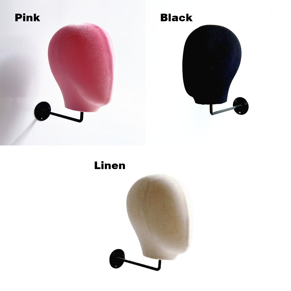 Jelimate Wall Mounted Mannequin Head,Linen/Velvet Mannequin Head With Hanging Base,Hat Display Head Mannequin,Wig Display Stand Manikin Head,Store Display Mannequin Head Stand JMH01