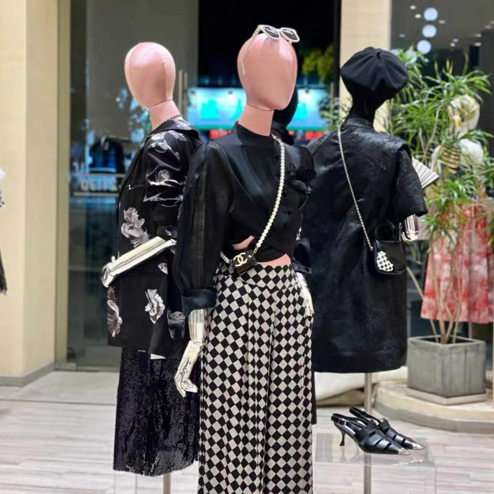 Jelimate Luxury Satin Half Body Female Mannequin Torso,Satin Dress Form Adjustable Women Clothing Display Model,Head Manikin Torso With Gold Arms