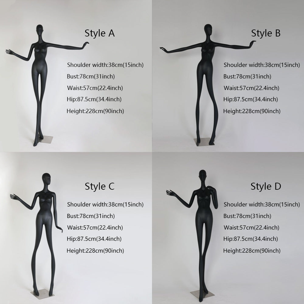 Jelimate Clothing Store High Feet Long Leg Black Female Full Body Mannequin,Window Display Wedding Dress Mannequin,Women Dress Form Clothing Display Model