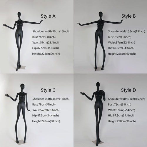 Jelimate Clothing Store High Feet Long Leg Black Female Full Body Mannequin,Window Display Wedding Dress Mannequin,Women Dress Form Clothing Display Model