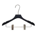 Percha de madera de terciopelo negro de lujo Jelimate con gancho redondo, percha para ropa de tienda de ropa con clips, percha de madera maciza sin logotipo para vestidos, abrigos, pantalones y trajes