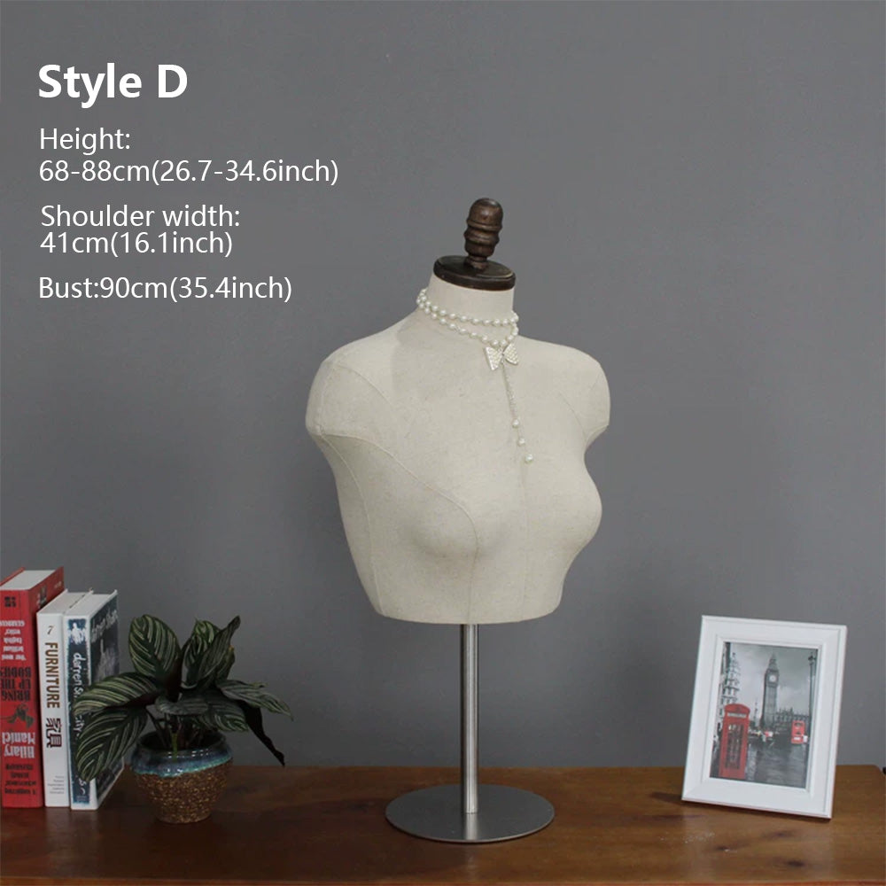 Premium Plus Size Lingerie Display Mannequin - Adjustable Height Torso with Vintage Wood Cap