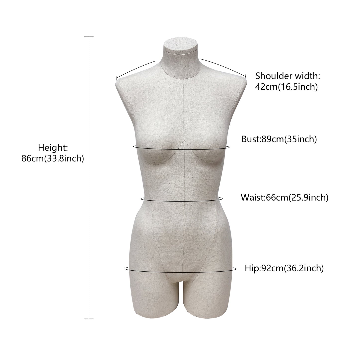 JELIMATE Half Body Mannequin Torso, Linen Dress Form for Lingerie Underwear Display