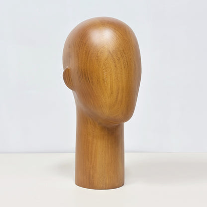 JELIMATE Wooden Mannequin Head Male – Solid Wood Hat Wig Glasses Display Stand