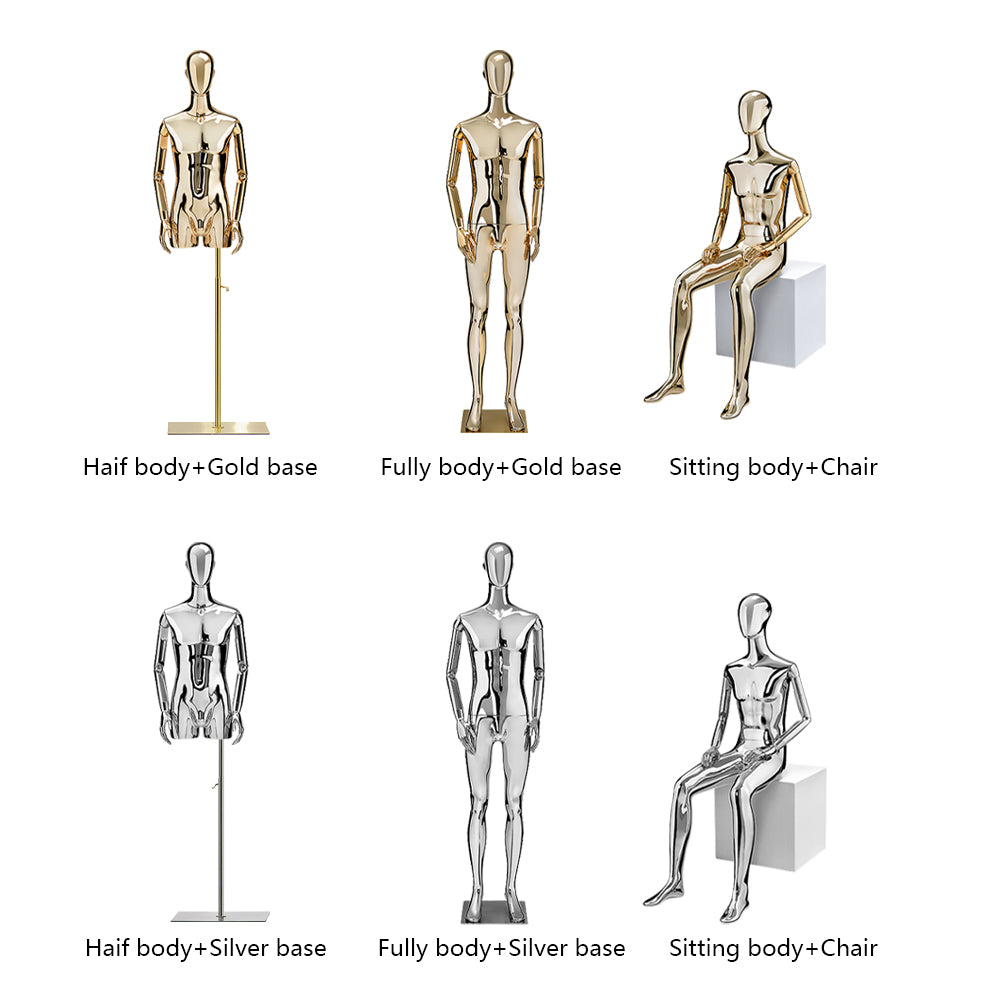 JELIMATE Luxury Mirror Mannequin (Silver & Gold) | Male Full Body Display Mode