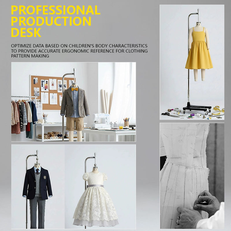 Kids Full-Body Pinnable Dress Form - Adjustable Height Tailor Dummy for Sewing/Retail Display (0-8 Years)