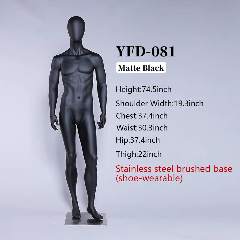 Premium Male Mannequin Full Body - Athletic Build Fiberglass Display