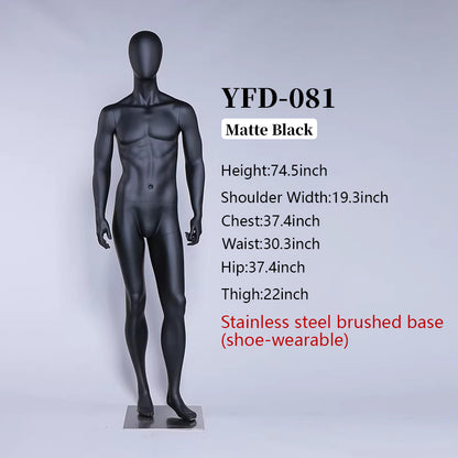 Premium Male Mannequin Full Body - Athletic Build Fiberglass Display