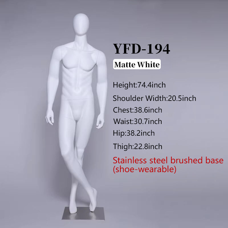 Premium Male Mannequin Full Body - Athletic Build Fiberglass Display