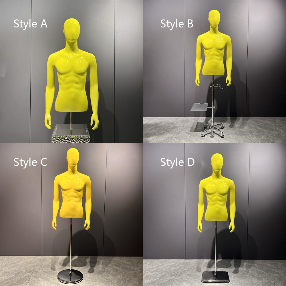 Jelimate Half Body Female Male Display Mannequin Torso,Yellow Fiberglass Men Women Dress Form Adjustable,Boutique Store Clothing Display Dress Form