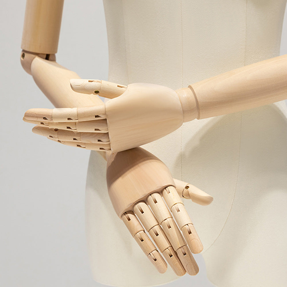 Jelimate Female Mannequin Torso with Head & Wooden Arms | Half Body Dress Form for Clothing Display