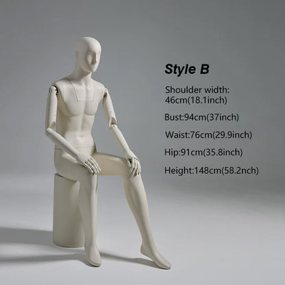 Premium Male Mannequin Full Body with Face - Standing & Seated Pose Retail Display for Boutique