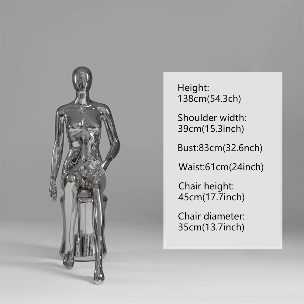 JELIMATE Electroplated Female Full Body Mannequin Window Display | Silver Gold Mirror