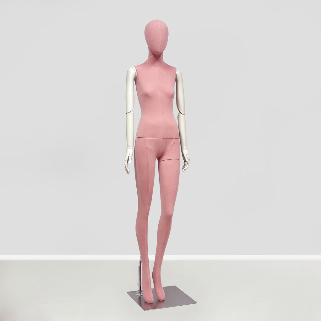 JELIMATE Pink Suede Female Mannequin - Bridal Boutique Wedding Dress Display
