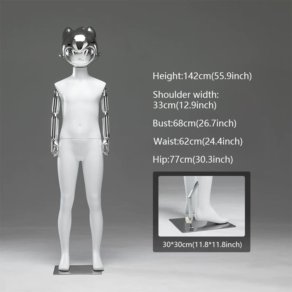 JELIMATE Kids Full Body Mannequin Chrome Anime Cat Head Children Clothing Display