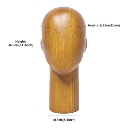 JELIMATE Wooden Mannequin Head Male – Solid Wood Hat Wig Glasses Display Stand