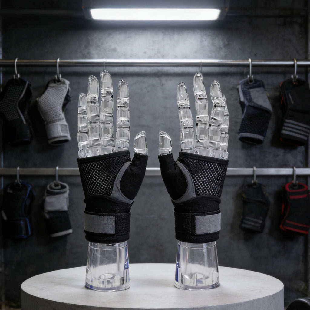 JELIMATE Clear Hand Mannequin Display Stand Articulated Joints Jewelry Ring Holder
