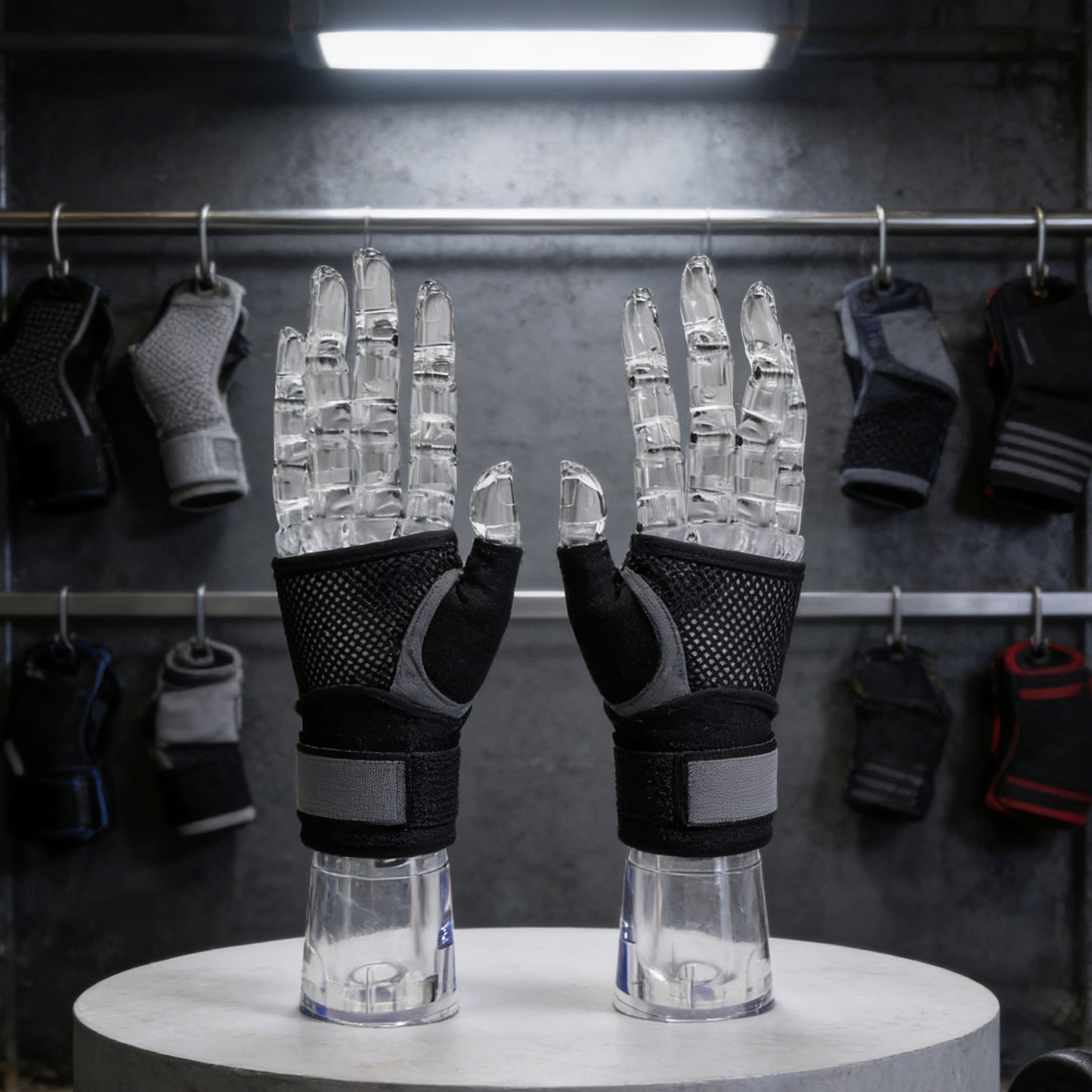 JELIMATE Clear Hand Mannequin Display Stand Articulated Joints Jewelry Ring Holder