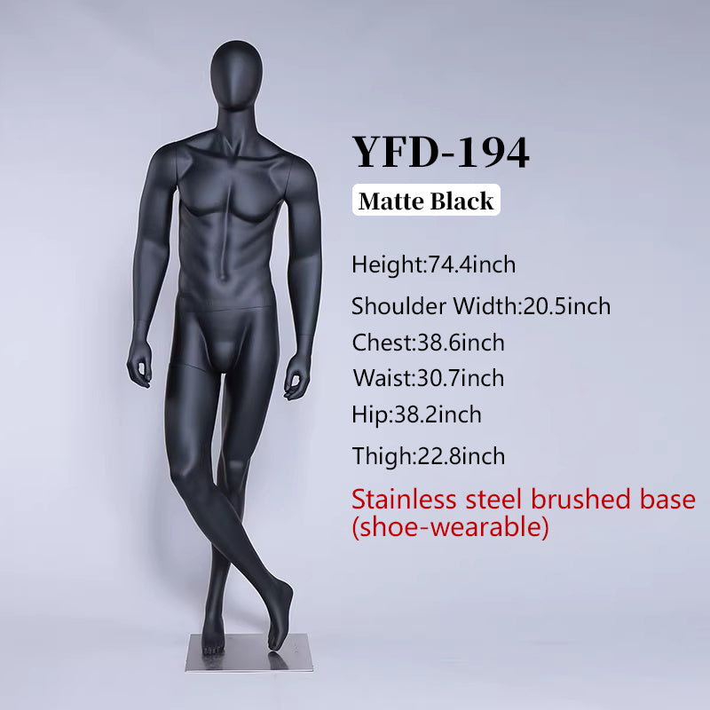 Premium Male Mannequin Full Body - Athletic Build Fiberglass Display