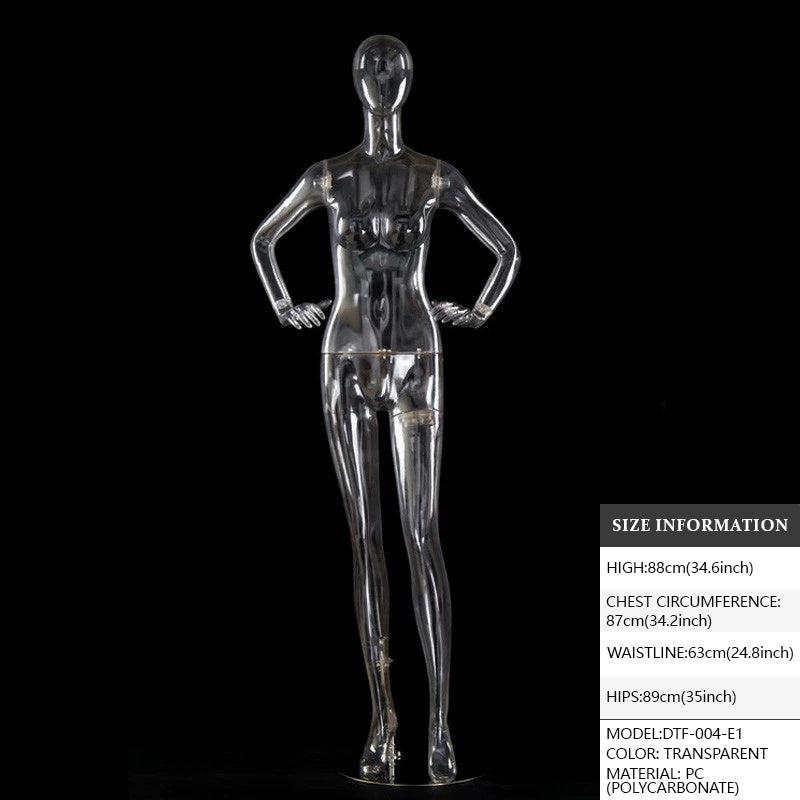 Transparent Hollow Mannequin Prop | Female & Male Half/Full Body Plastic Display for Swimwear, Underwear & Photography
