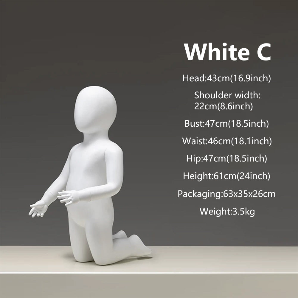 JELIMATE Baby & Toddler Mannequin Full Body Fiberglass | 11 Poses | Ages 6M-3Y