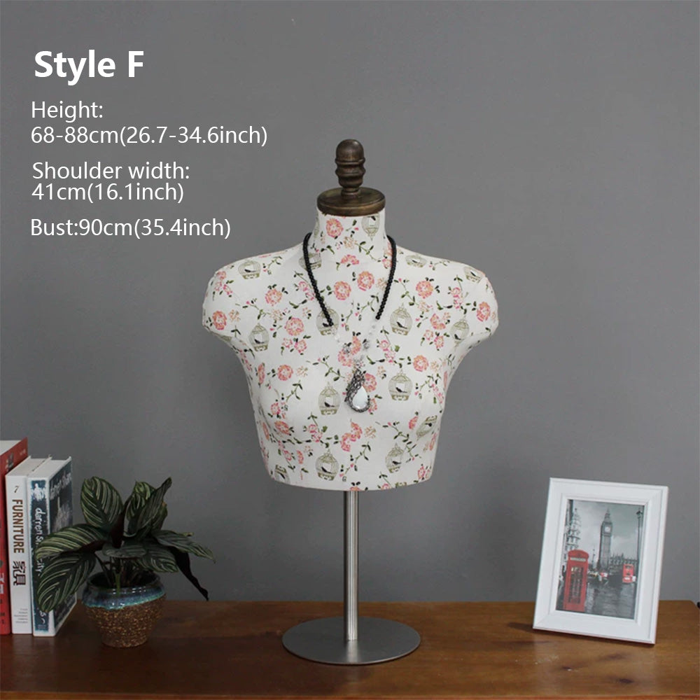 Premium Plus Size Lingerie Display Mannequin - Adjustable Height Torso with Vintage Wood Cap
