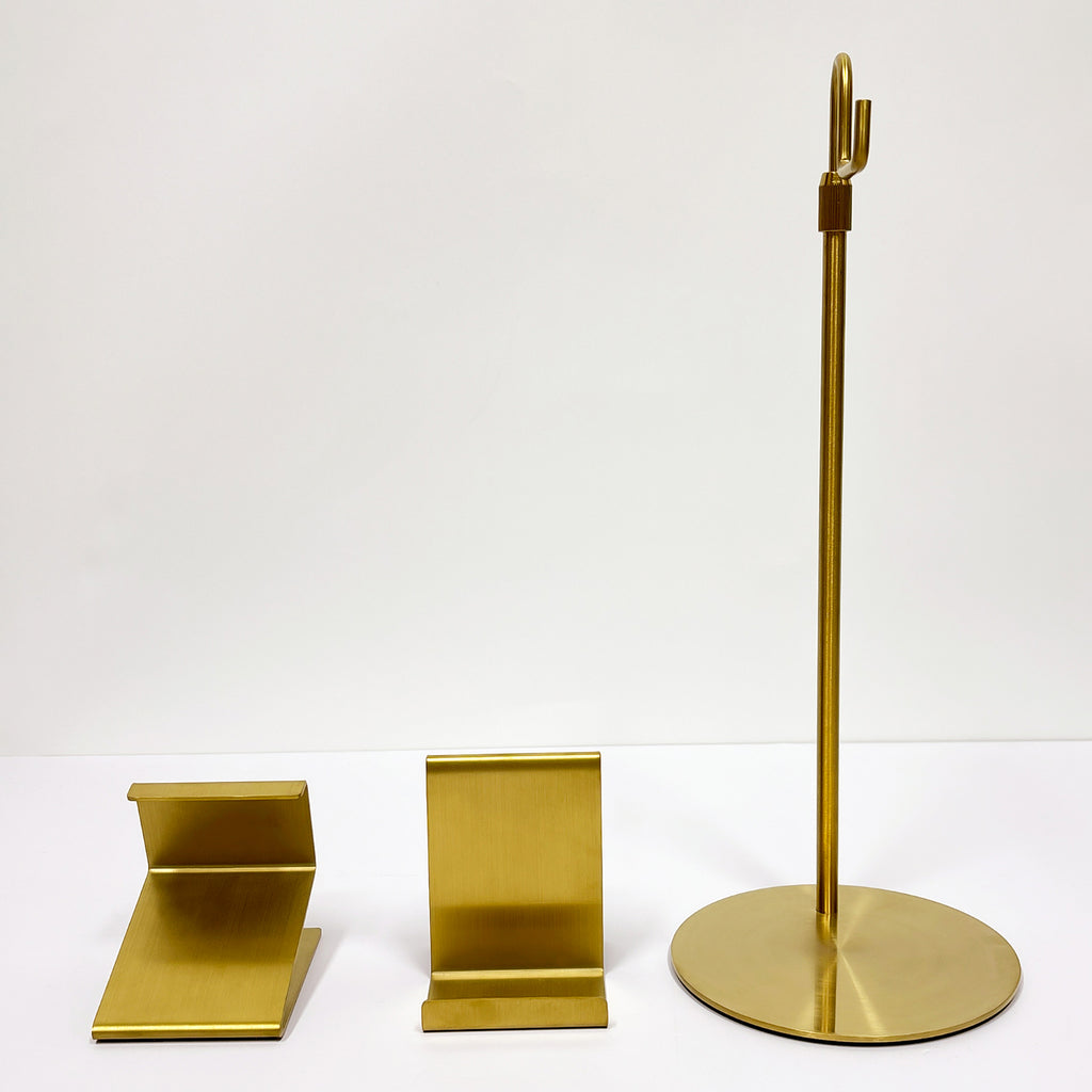 Jelimate Gold Stainless Steel Purse Stand – Adjustable Handbag & Wallet Display for Home & Boutique