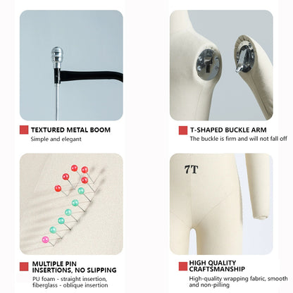 Kids Full-Body Pinnable Dress Form - Adjustable Height Tailor Dummy for Sewing/Retail Display (0-8 Years)