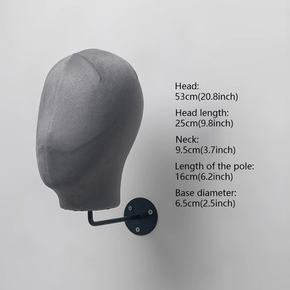 JELIMATE Wall Mount Mannequin Head Display Stand for Hats Wigs Glasses Earrings