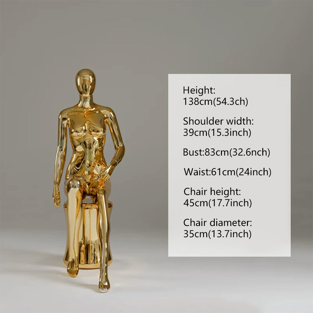 JELIMATE Electroplated Female Full Body Mannequin Window Display | Silver Gold Mirror