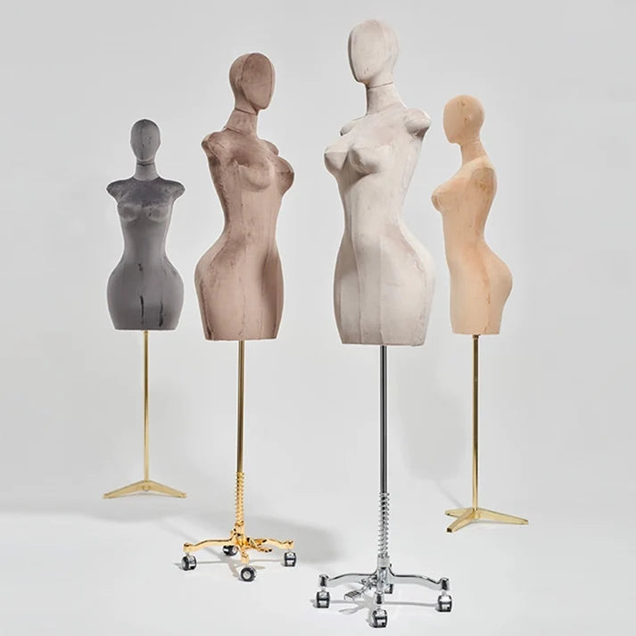 JELIMATE Plus Size Female Mannequin Half Body Dress Form | Suede Fabric Curvy Display Torso for Clothing Boutique