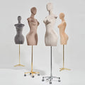 JELIMATE Plus Size Female Mannequin Half Body Dress Form | Suede Fabric Curvy Display Torso for Clothing Boutique