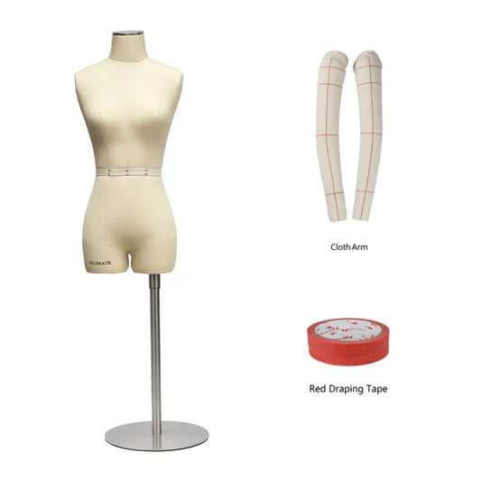 JELIMATE Half  scale Dress Form - Beige Female mini sewing mannequin (size 6-8-10-12-14-16)