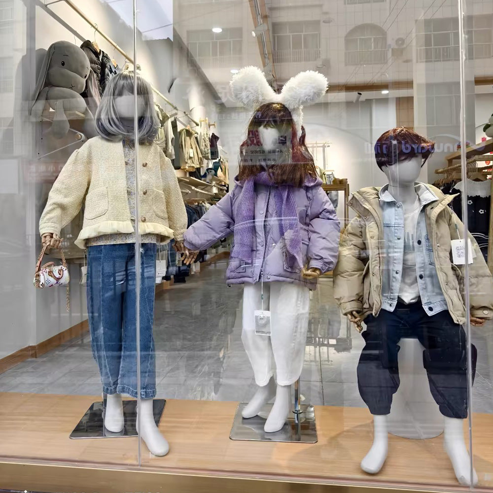 Jelimate Kid Full Body Mannequin with Wooden Arms | Standing & Sitting Child Dress Form | Clothing Store Display