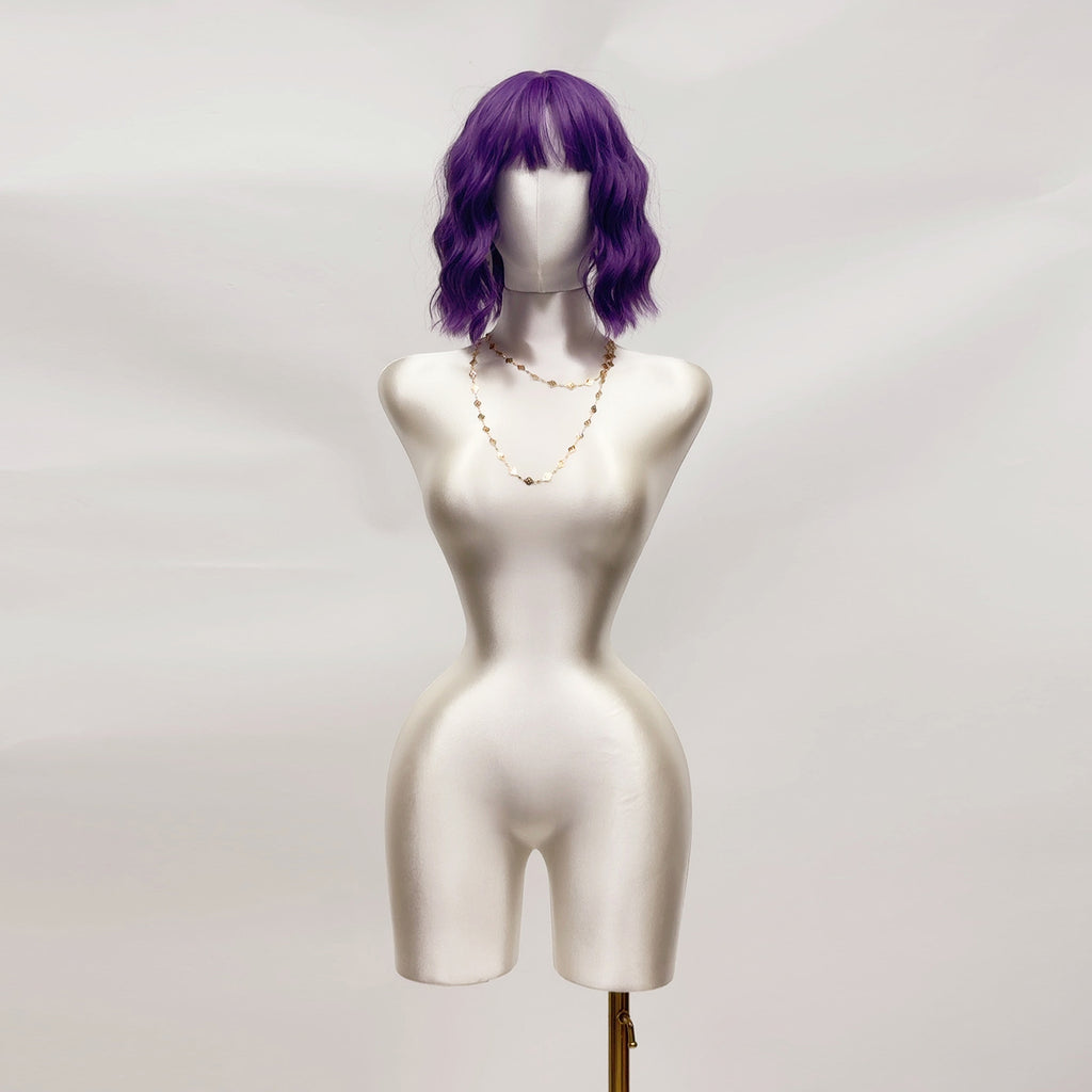 JELIMATE Plus Size Female Mannequin Torso - Fully Pinnable Satin Curvy Dress Form with Gold Base