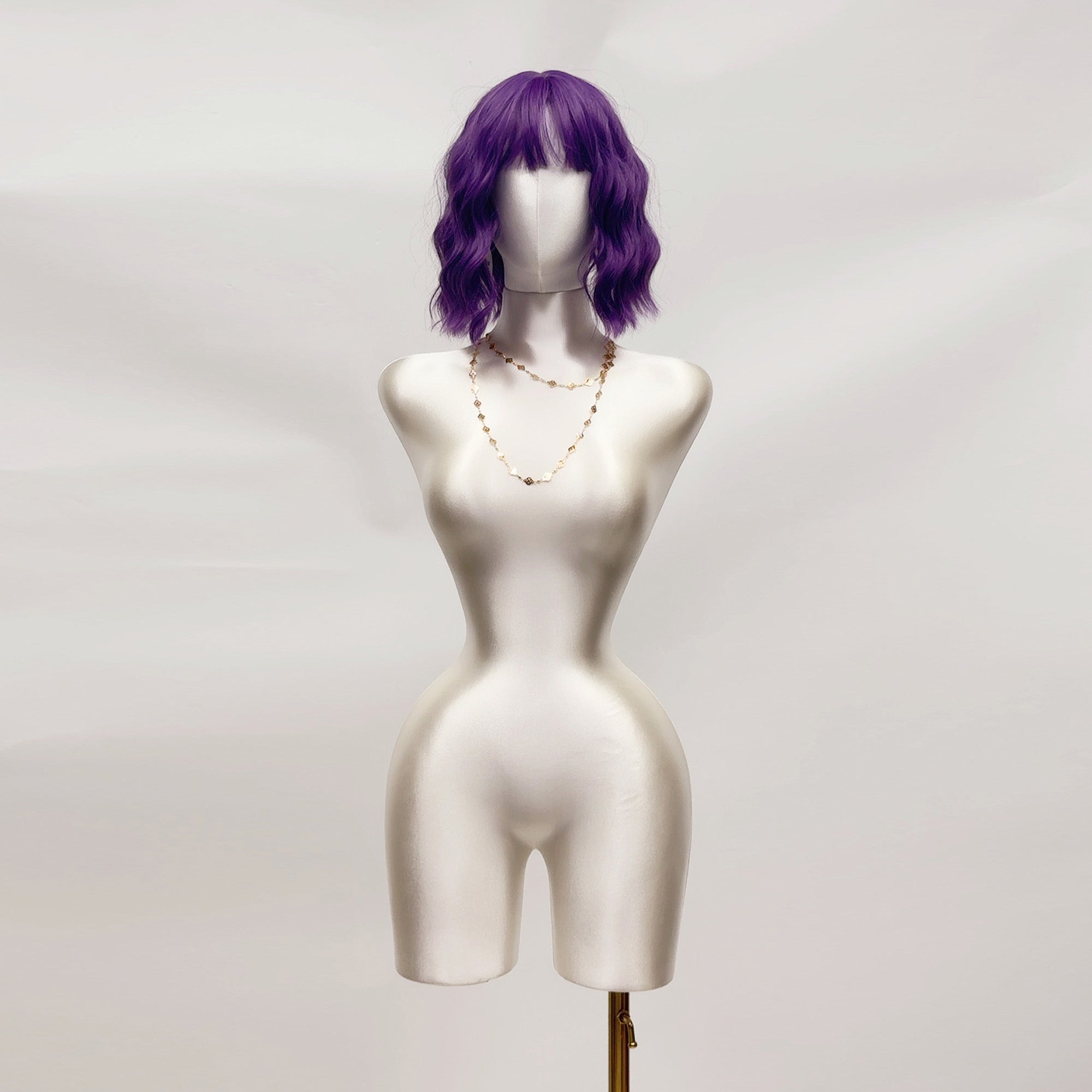 JELIMATE Plus Size Female Mannequin Torso - Fully Pinnable Satin Curvy Dress Form with Gold Base