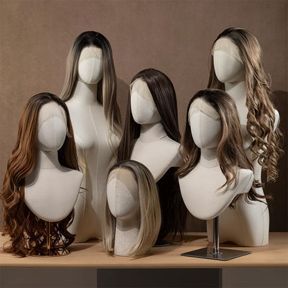 JELIMATE Fabric Mannequin Head Display Stand for Wigs Hats Scarves with Adjustable Base