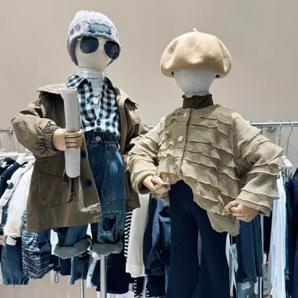 Jelimate Child Half Body Mannequin, Colorful Velvet Torso With Wooden Arms, Window Display Kid Model