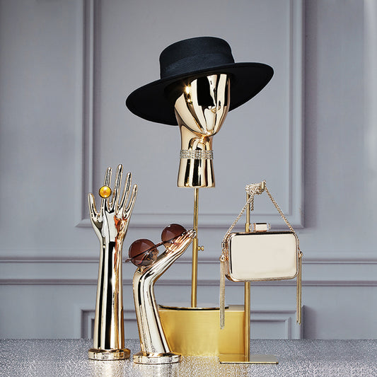 Maniquí de mano de lujo Jelimate para mujer, hombre y niño, color plata y oro, maniquí de mano móvil, forma de vestido, guantes, anillo, gafas de sol, modelo de mano para exhibición de joyas