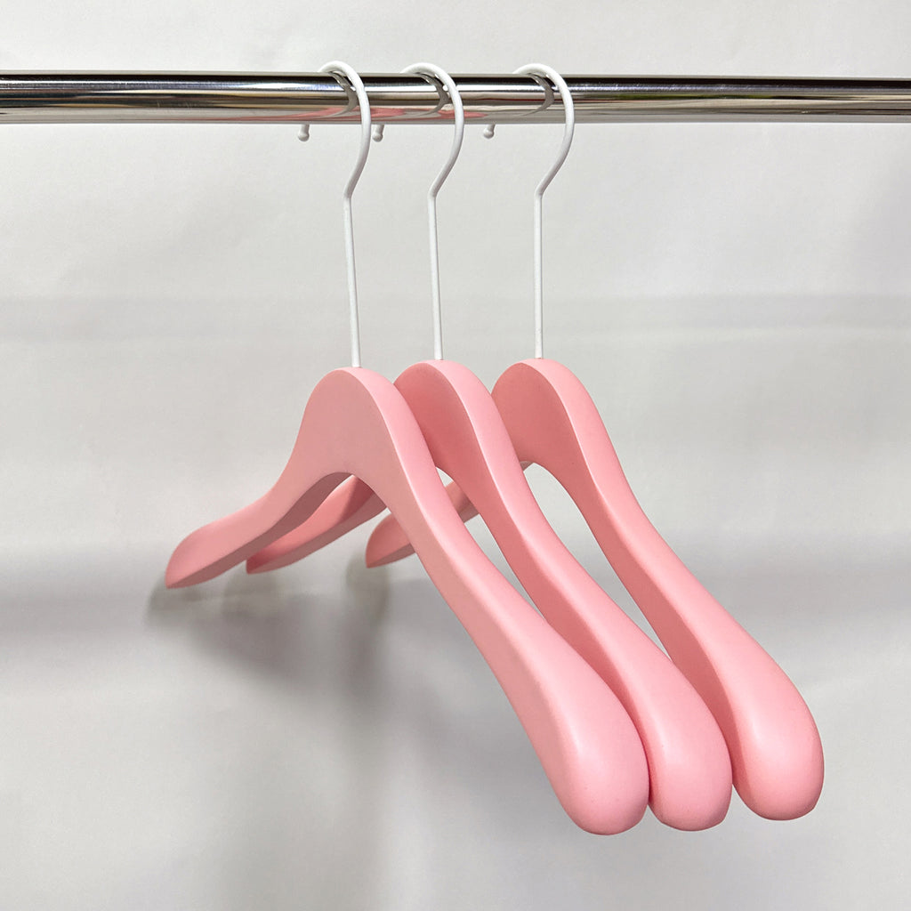 Luxury Pink Wooden Hanger with Non-Slip Clips