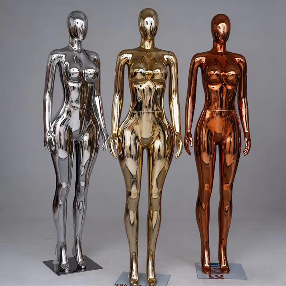 JELIMATE Plus Size Electroplated Female Mannequin 3 Colors, Curvy Window Display Fixture