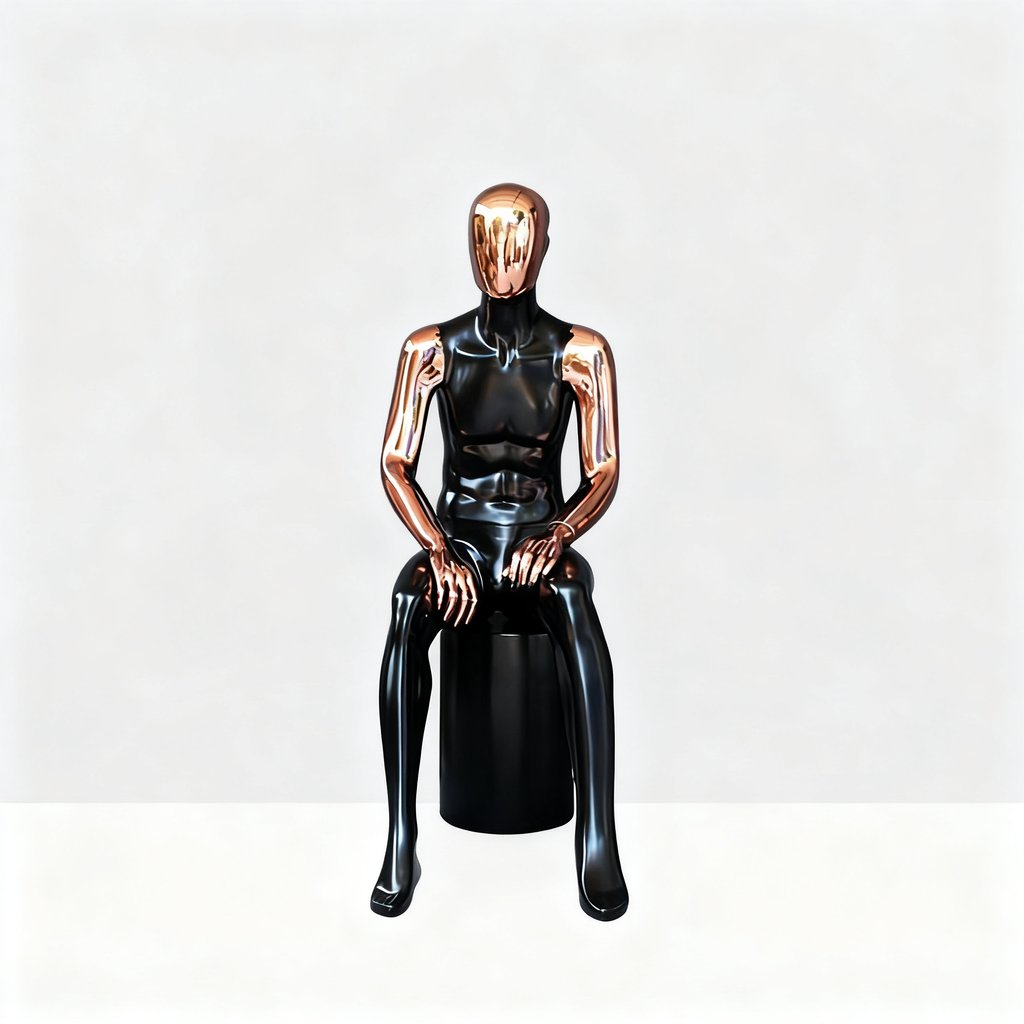 JELIMATE Rose Gold Fiberglass Mannequin - Full Body Male Display for Fashion Window