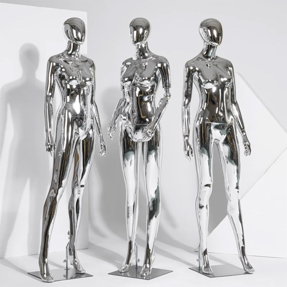 JELIMATE Electroplated Female Full Body Mannequin Window Display | Silver Gold Mirror